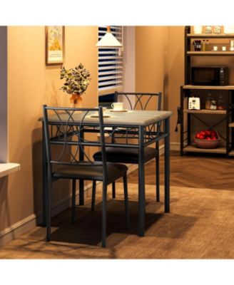 3-Piece Dining Table Set for 2, Kitchen Table with Upholstered Chairs, Space-Saving Square Table for Small Apartment