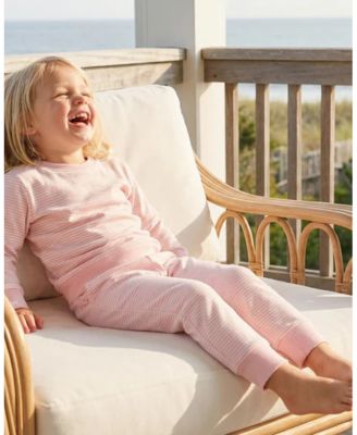 Toddler Girl's Peony Stripe Lounger Bamboo Sweatsuit