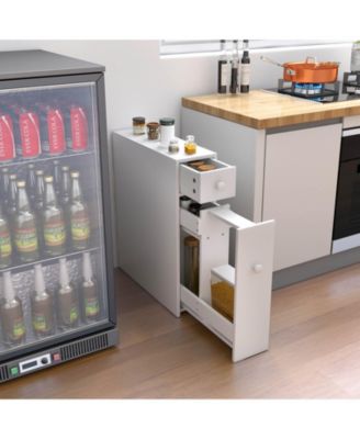 Bathroom Floor Cabinet Toilet Narrow Storage Organizer with Flip Top