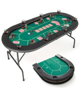 Foldable Poker Table with 8 Cup Holders