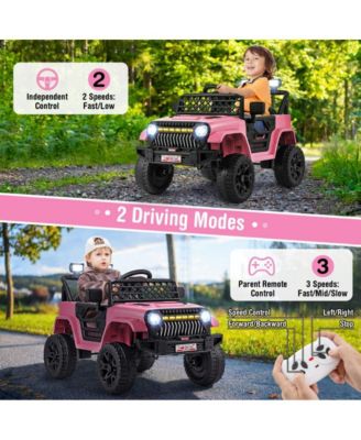 Kids 12V Electric Ride On Truck with Remote Control LED Lights and Music for Ages 3 and Up
