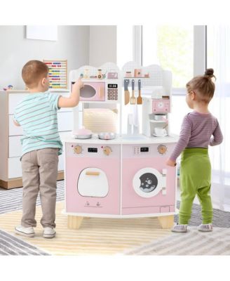 Wooden Kids Kitchen Playset with Coffee Maker for kids