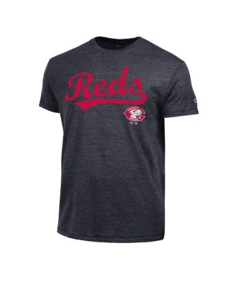 Men's Black Cincinnati Reds Cooperstown Wordmark Lockup Tri-Blend T-Shirt