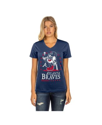 Women's Navy Atlanta Braves Little Miss 2 V-Neck T-Shirt