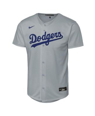 Big Boys and Girls Gray Los Angeles Dodgers Alternate Replica Jersey