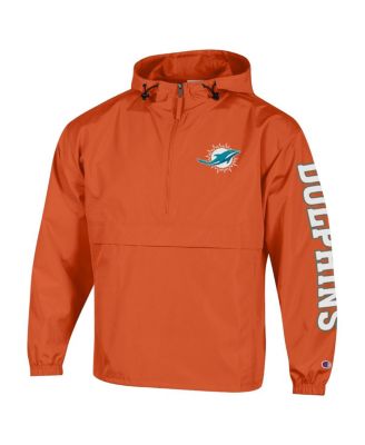 Men's Orange Miami Dolphins Packable Windbreaker Half-Zip Jacket