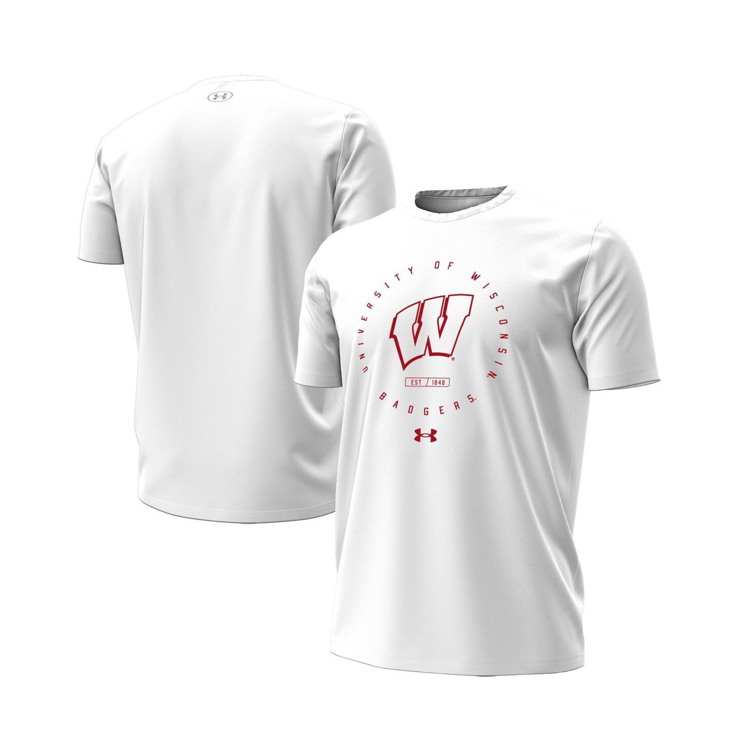 Мужская футболка Under Armour Wisconsin Badgers White Out HeatGear — фото 1