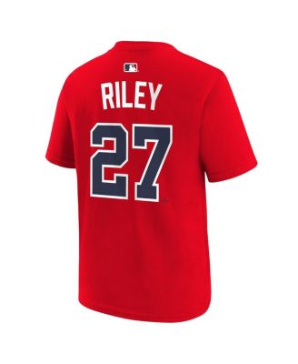 Big Boys and Girls Austin Riley Red Atlanta Braves Name Number T-Shirt