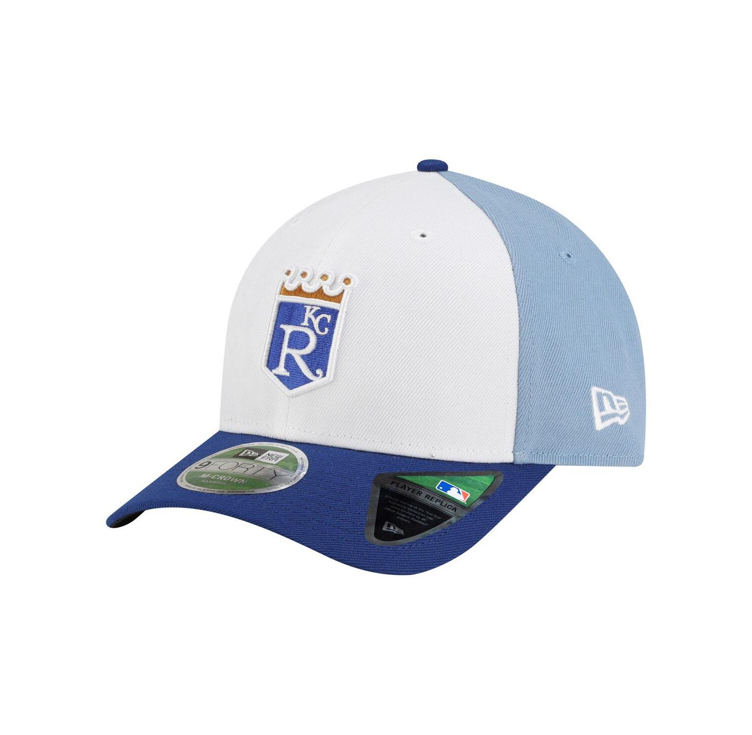 Men's White/Light Blue Kansas City Royals Player Replica 9FORTY M-Crown Adjustable Hat
