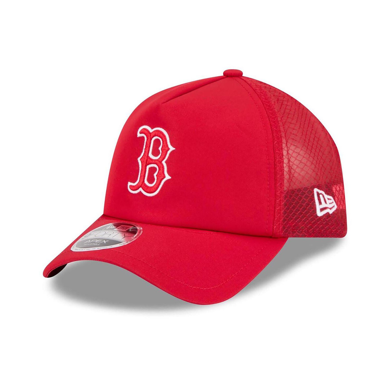 Men's Red Boston Red Sox 2026 Batting Practice Apex 9FORTY Adjustable Trucker Hat