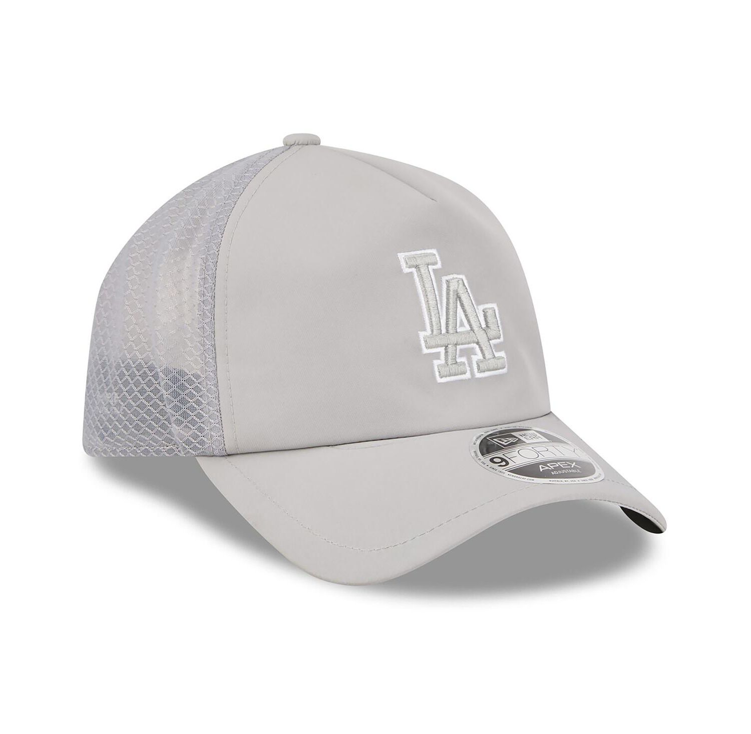 Men's Gray Los Angeles Dodgers 2026 Batting Practice Apex 9FORTY Adjustable Trucker Hat