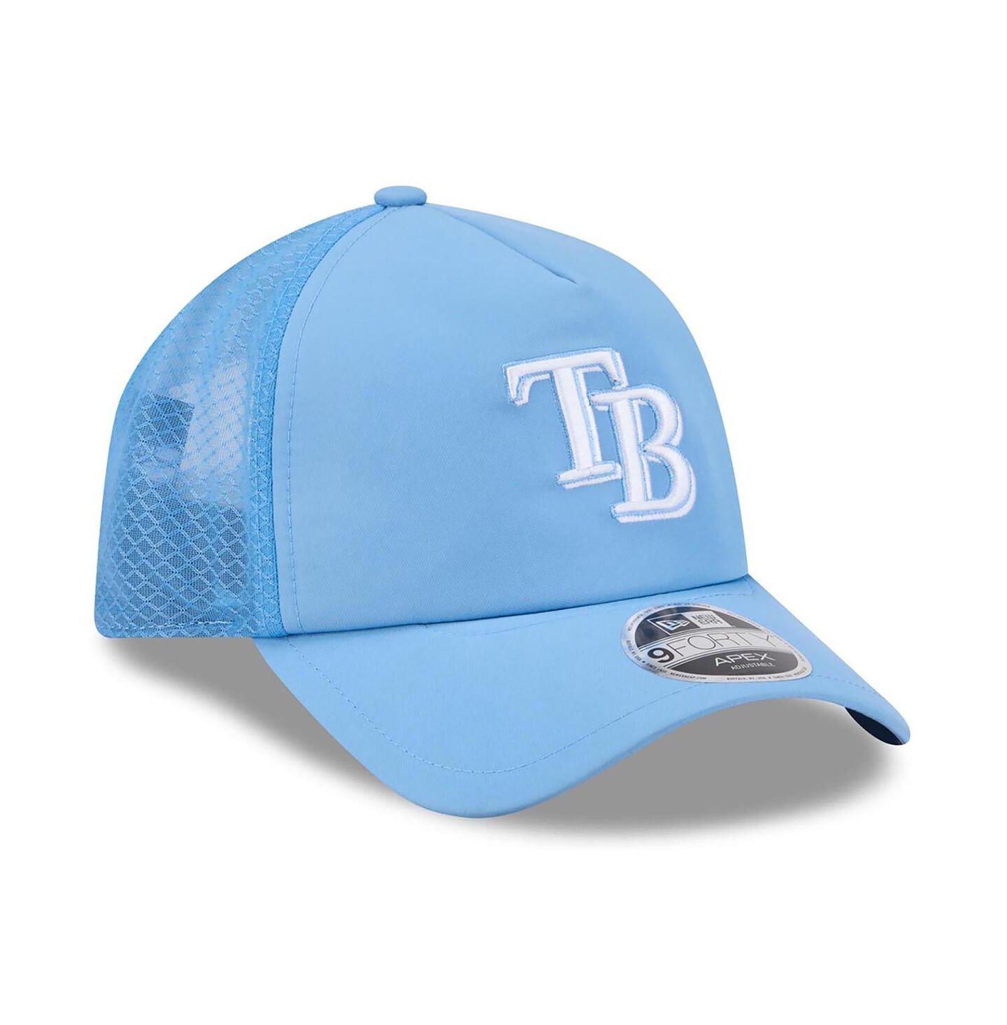 Мужская кепка New Era Light Blue Tampa Bay Rays 2026 Batting Practice Apex 9FORTY Adjustable Trucker Hat — фото 3