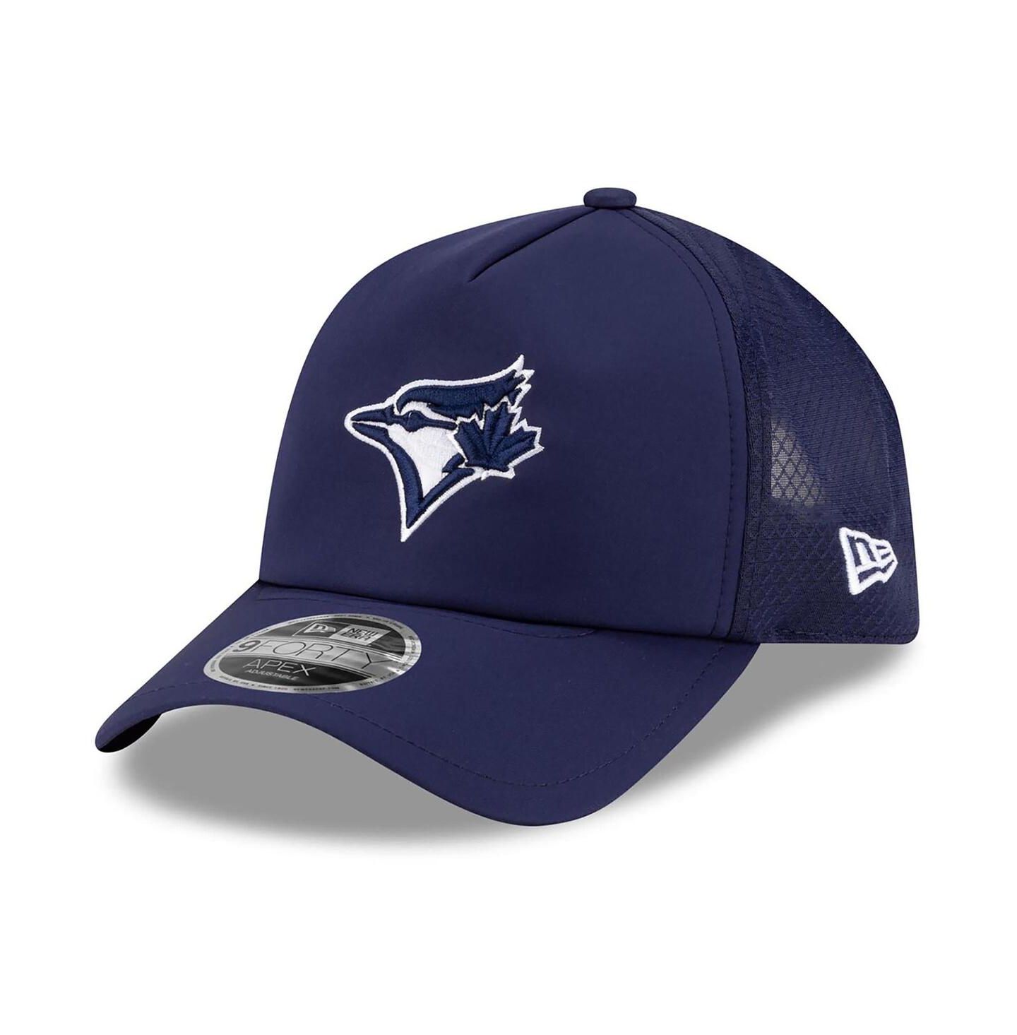 Мужская кепка New Era Navy Toronto Blue Jays 2026 Batting Practice Apex 9FORTY Adjustable Trucker Hat — фото 1