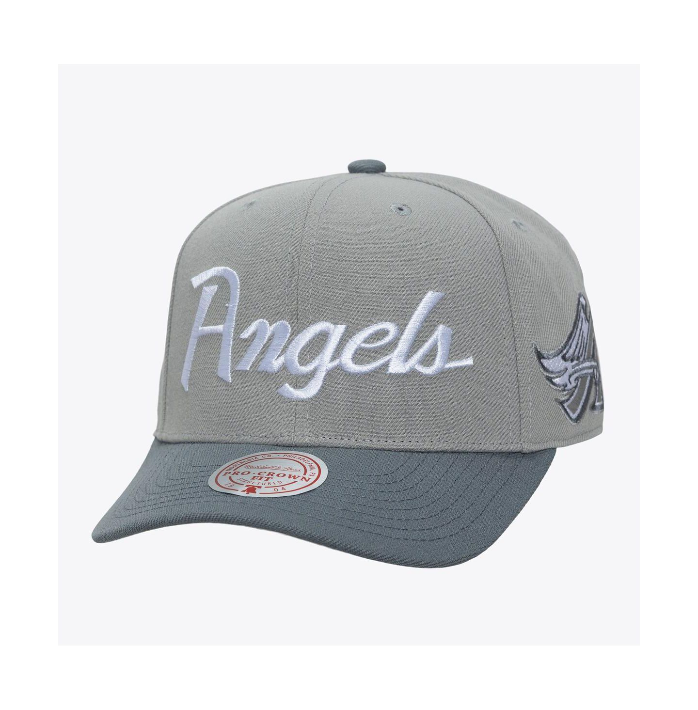 Мужская кепка Mitchell & Ness Gray California Angels Cooperstown Thunderstorm Head Coach Pro-Crown Adjustable Hat — фото 1
