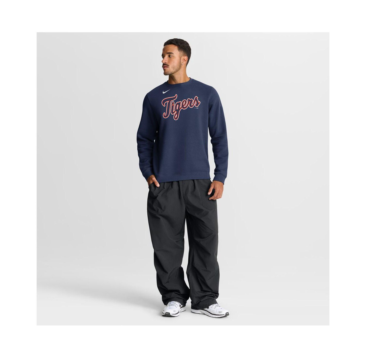Men's Navy Detroit Tigers Primetime Wordmark Sweatshirt