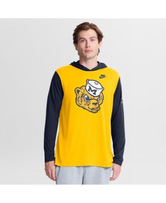Men's Maize/Navy Michigan Wolverines Campus Legacy Tri-Blend Long Sleeve Hooded T-Shirt