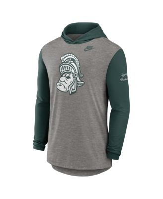 Men's Heather Gray/Green Michigan State Spartans Campus Legacy Tri-Blend Long Sleeve Hooded T-Shirt