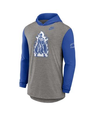 Men's Heather Gray/Royal Duke Blue Devils Campus Legacy Tri-Blend Long Sleeve Hooded T-Shirt