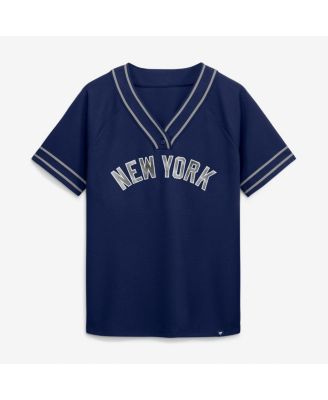 Women's Navy New York Yankees Diva Race Ahead Raglan V-Neck T-Shirt