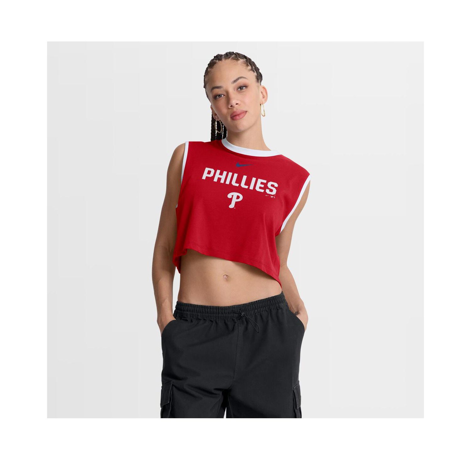 Women's Red Philadelphia Phillies Primetime Loose Dri-FIT Cropped Tank Top