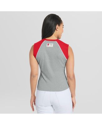 Women's Heather Gray Philadelphia Phillies Cropped Raglan Tank Top