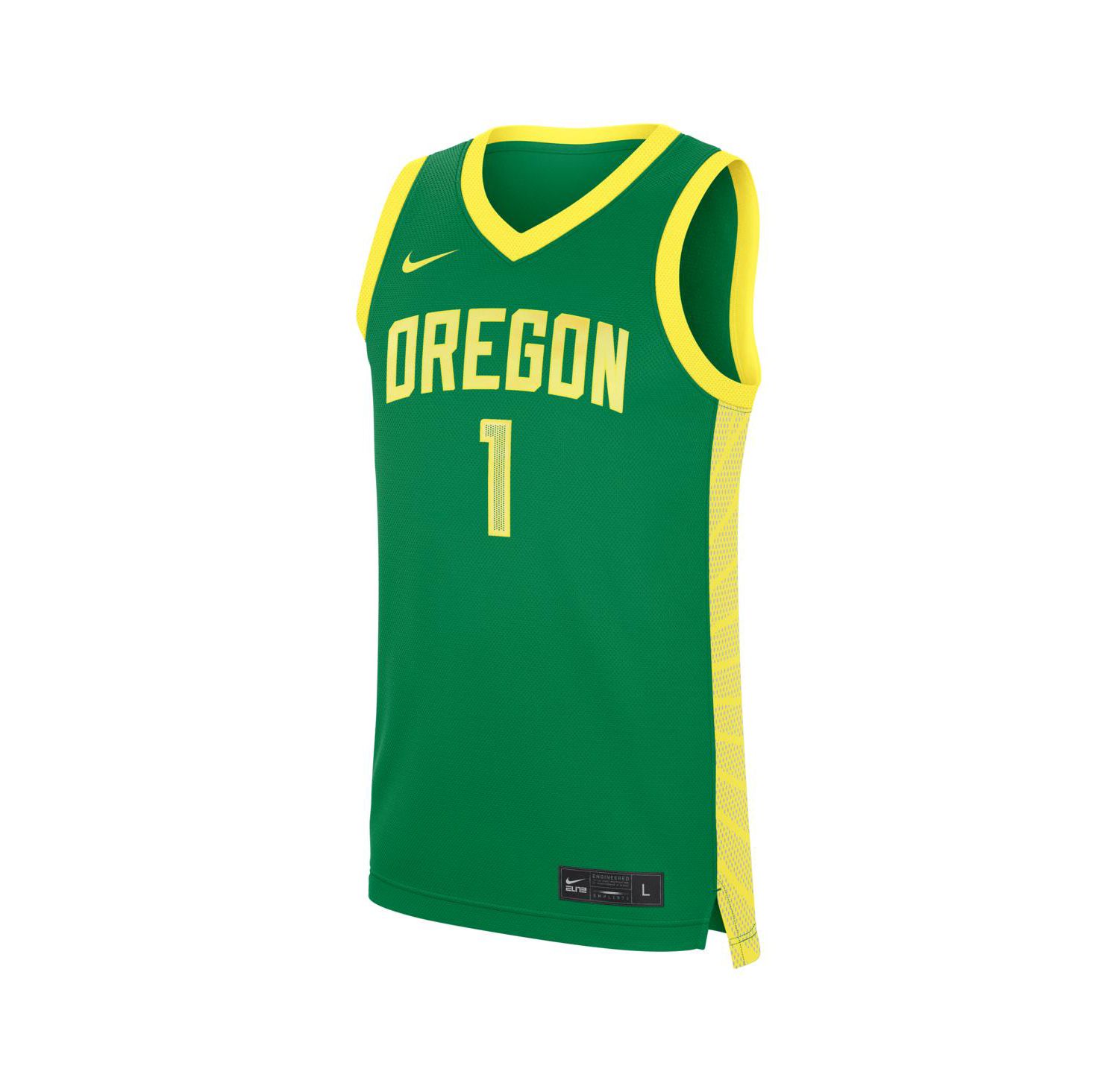 Men's Green Oregon Ducks 1 Road Replica Basketball Jersey