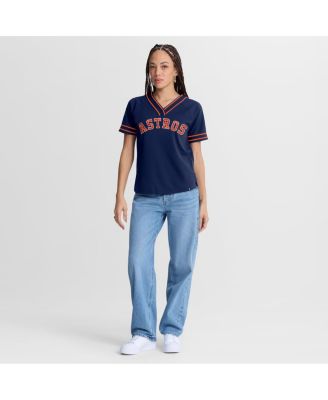 Women's Navy Houston Astros Diva Race Ahead Raglan V-Neck T-Shirt