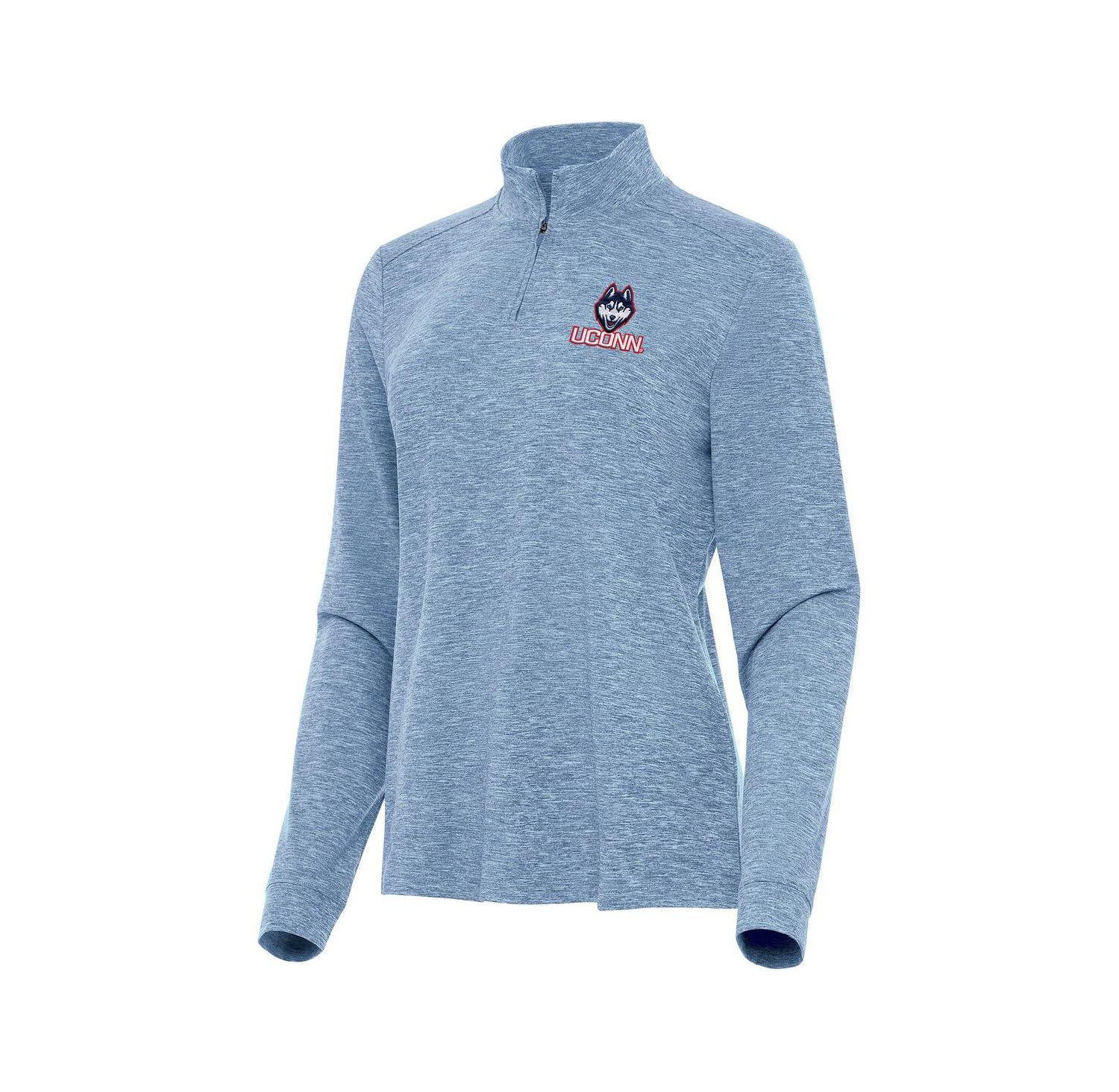 Women's Heather Aqua UConn Huskies Mentor Long Sleeve Quarter-Zip Mock Polo Shirt