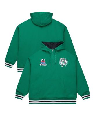 Men's Green Boston Celtics Throw It Back Quilted Fleece Quarter-Zip Hoodie