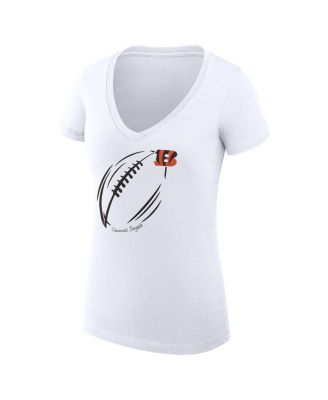 Women's White Cincinnati Bengals Super-Slim Fit Lightweight Subtle Football V-Neck T-Shirt