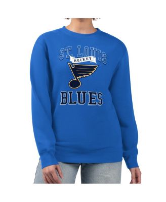 Women's Blue St. Louis Blues Team Logo Tri-Blend Fleece Pullover Sweatshirt