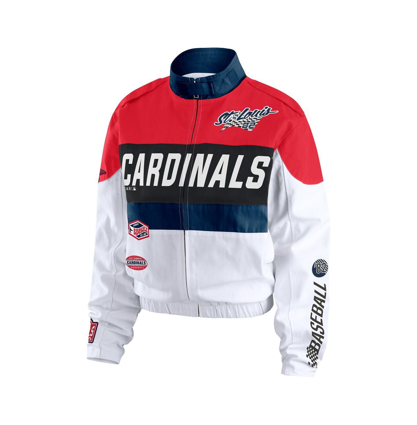Женская куртка WEAR by Erin Andrews Red/White St. Louis Cardinals Racing Full-Zip — фото 3