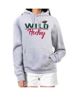 Women's Heather Gray Minnesota Wild Team Sport Tri-Blend Fleece Hoodie
