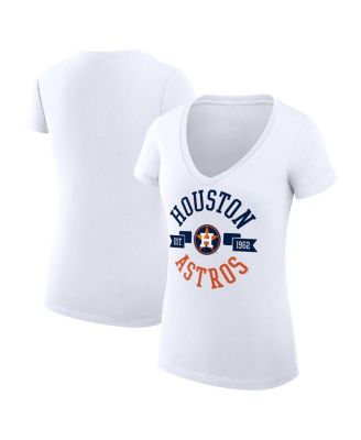 Women's White Houston Astros Super-Slim Fit Lightweight City Graphic V-Neck T-Shirt