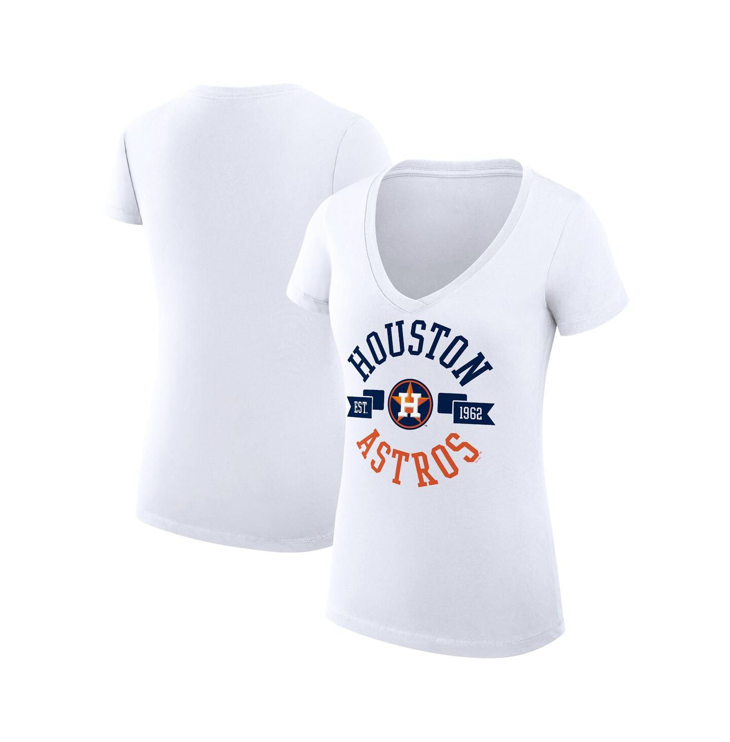 Женская футболка G-III 4Her by Carl Banks White Houston Astros Super-Slim Fit Lightweight City Graphic V-Neck — фото 1