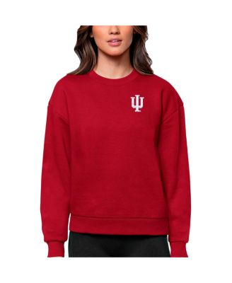 Women's Crimson Indiana Hoosiers Logo Victory Crewneck Pullover Sweatshirt