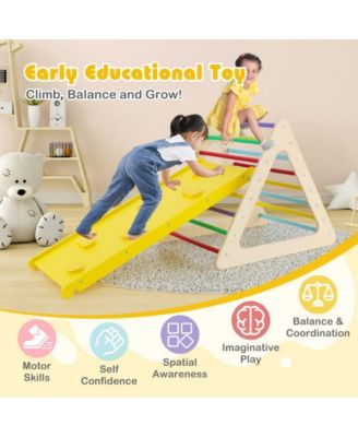 3 Piece Toddler Triangle Set Montessori with 2 Climbing Triangles and 1 Ramp