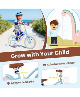 14 Inch Kids Bike with Training Wheels Basket Adjustable Ages 3 to 8