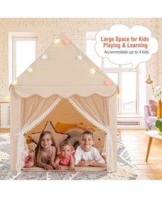 Kids Playhouse Tent with Star Lights and Mat