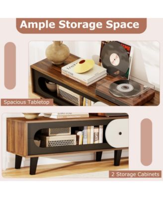 Mid Century Modern TV Stand for 80 in TVs with Storage