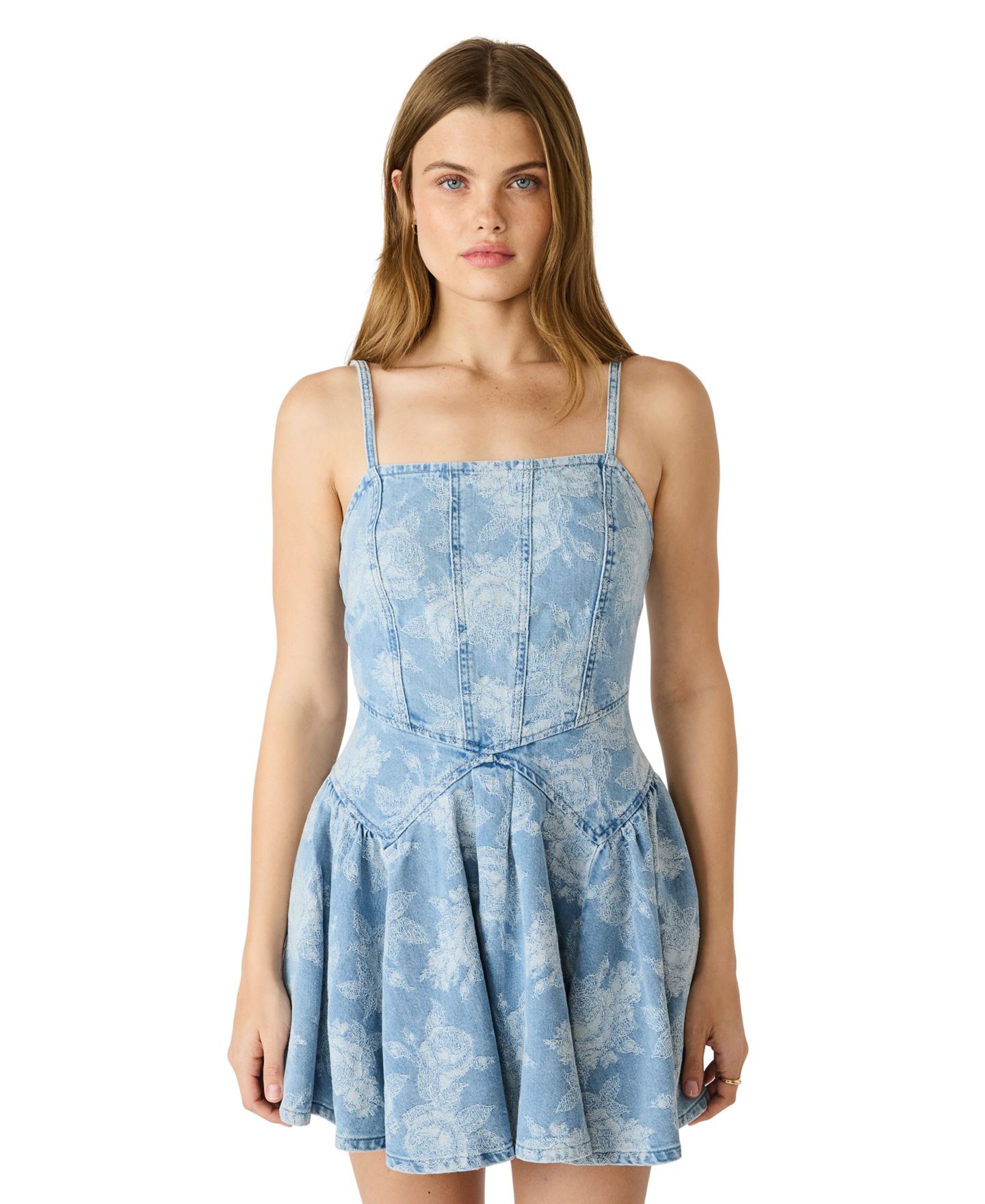 Женское платье Steve Madden Denim Square Neck Mini, цвет: Индиго — фото 3