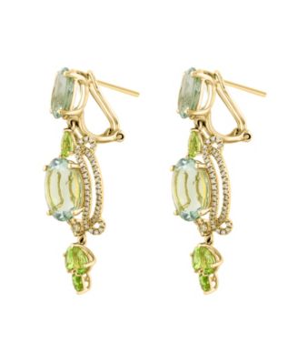 Amethyst (1/2 ct. t.w.), Peridot (1/3 ct. t.w.) & Diamond (7/10 ct. t.w.) Earrings in 14k Yellow Gold