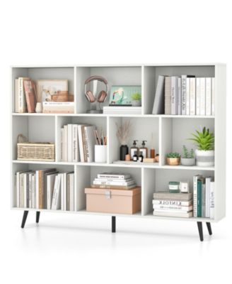 10-Cube Organizer Bookcase with Sturdy Metal Legs