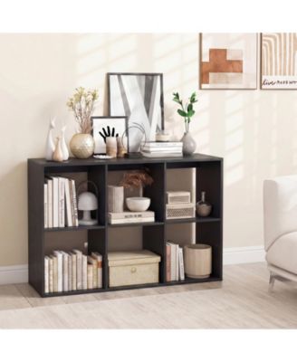 6-Cube Bookcase with Guardrail for Living Room & Bedroom