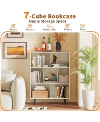 7-Cube Organizer Bookcase with Sturdy Metal Legs