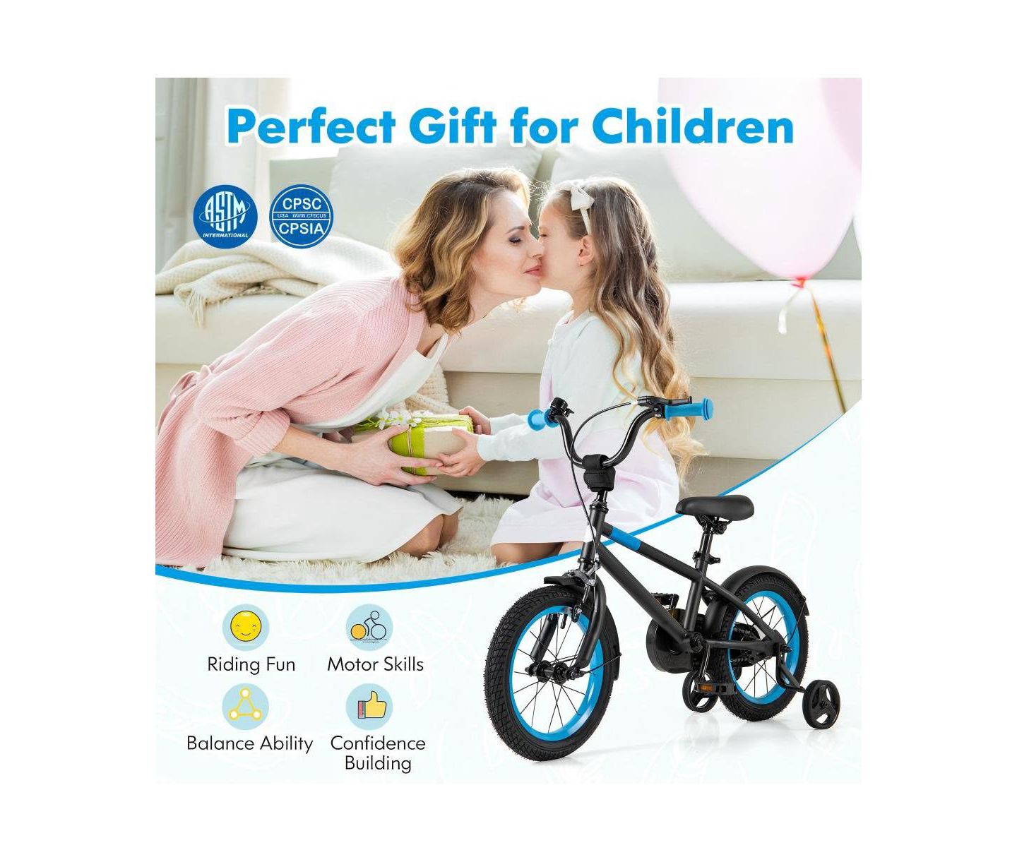 Детская игрушка HONGGE 14-Inch Kids Bike with Adjustable Handlebar and Saddle, цвет: Чёрный — фото 8