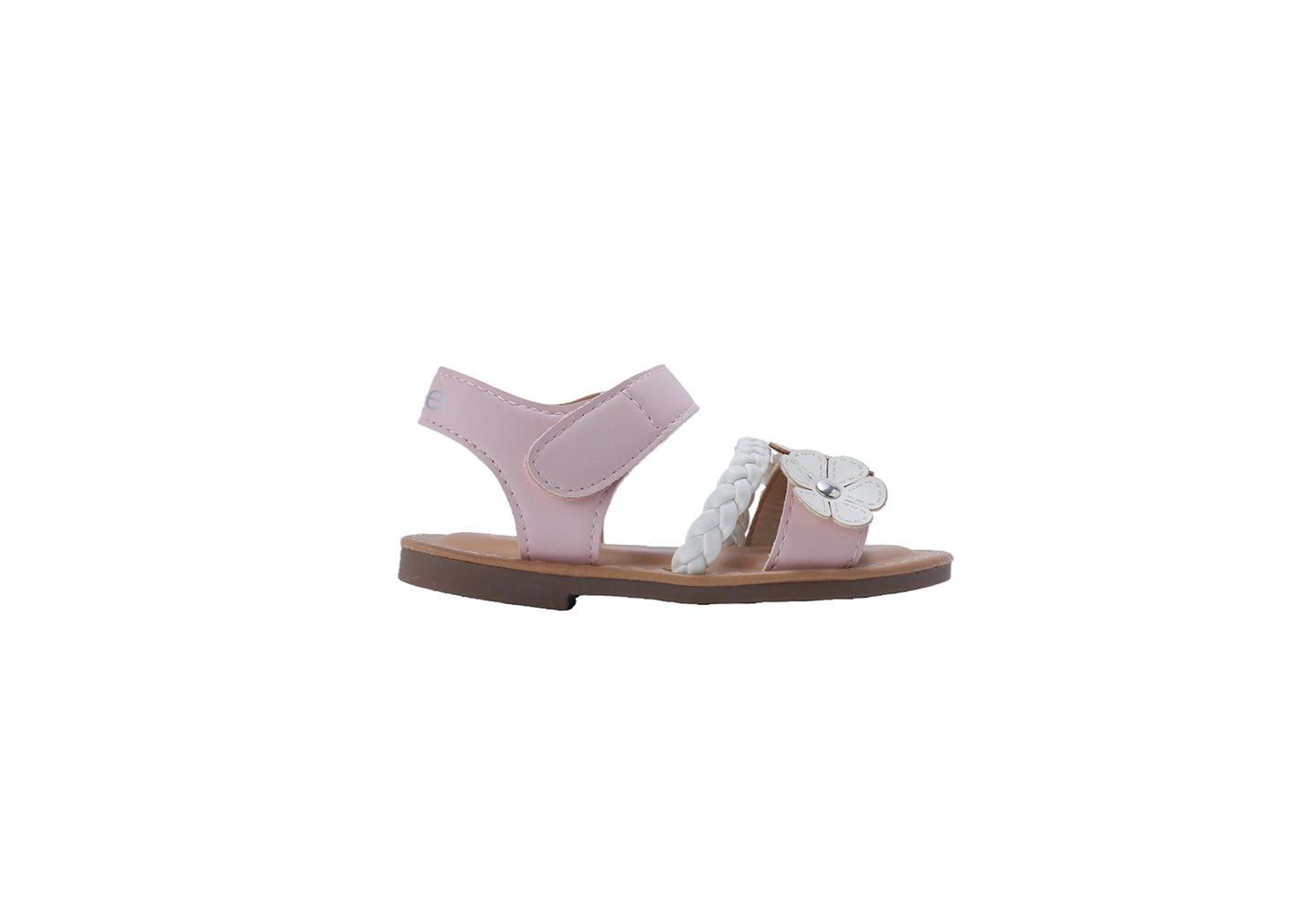 Сандалии Bebe Fashion Sandals - Dressy Shoes with Braided Strap and Flower Applique для девочек, цвет: Пудровый — фото 2