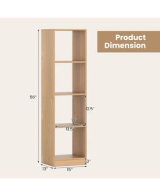 Slim 5-Tier Cube Bookshelf with Anti-Tipping Hardware