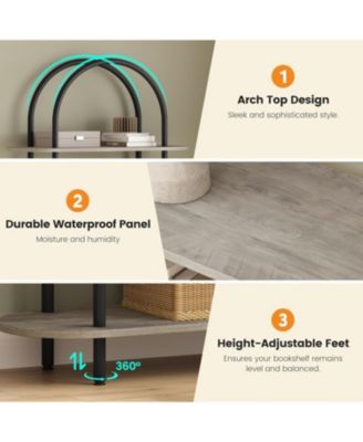 2-Pack 71" Arched Bookshelf, 5-Tier Open Bookcase/Plant Stand, Freestanding Metal Frame Display Rack