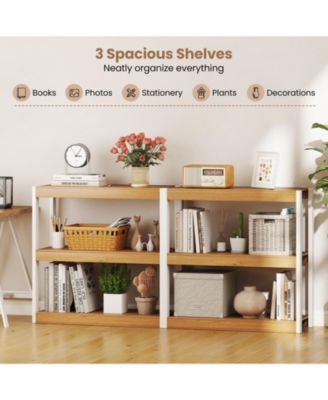 3 Tier Bookshelf Wooden Bookcase with Dual Anti-Tipping Kits